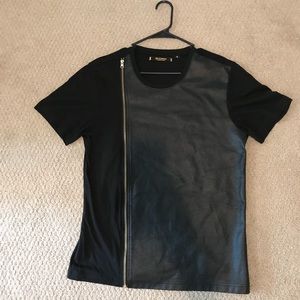 Aka Lounge Collection zipper Leather Shirt